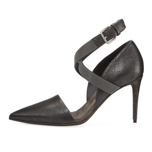 Brunello Cucinelli Leather Beaded Accents D'Orsay Pump